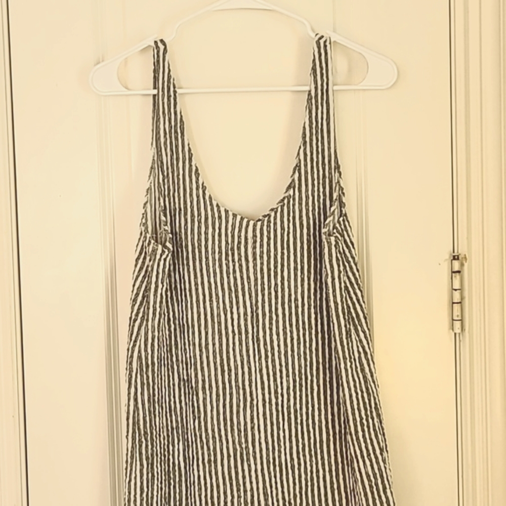 Zara Y2K Boho Cropped Jumpsuit Striped Black & White Size Medium - Picture 6 of 11